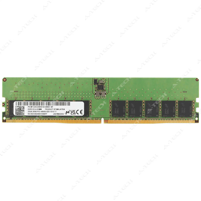 MTC20C2085S1EC48BA1 - Micron RAM 32GB 2Rx8 PC5-38400 ECC UDIMM DDR5 4800MHz ECC Unbuffered Server Memory Module