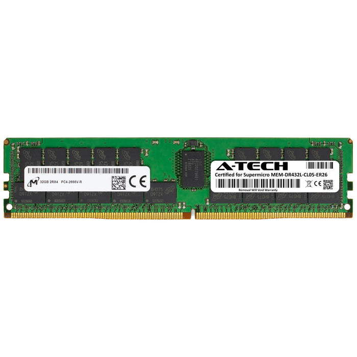 MEM-DR432L-CL05-ER26 Supermicro Certified 32GB DDR4 PC4-21300R RDIMM Micron Memory RAM Module
