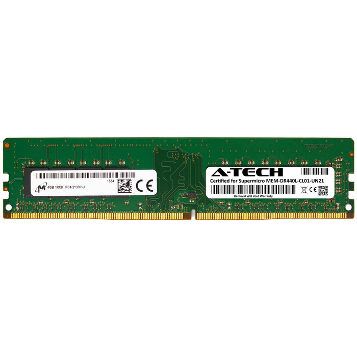 MEM-DR440L-CL01-UN21 Supermicro Certified 4GB DDR4 PC4-17000 DIMM Micron Memory RAM Module