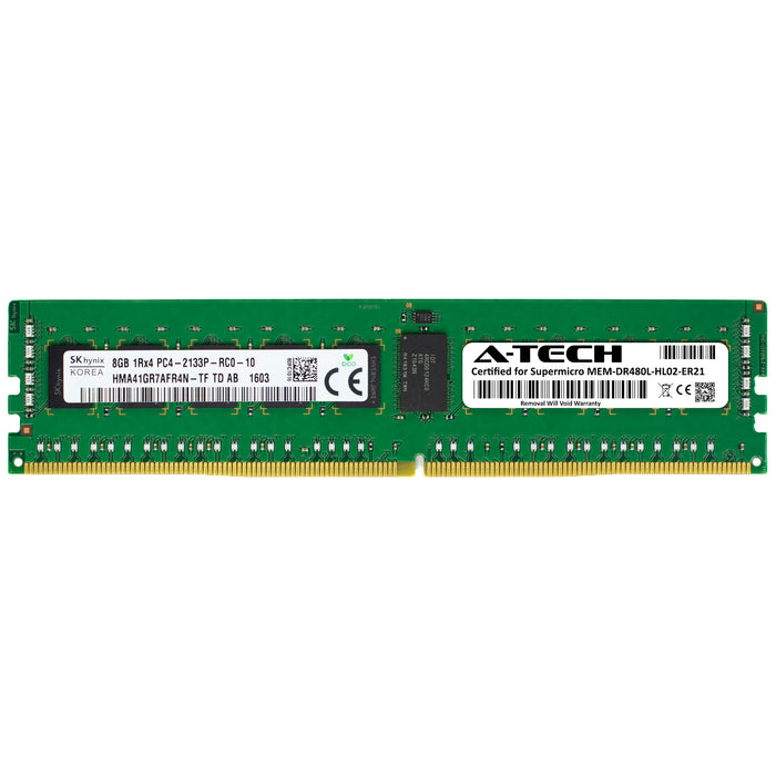 MEM-DR480L-HL02-ER21 Supermicro Certified 8GB DDR4 PC4-17000R RDIMM Memory RAM Module (Hynix HMA41GR7AFR4N-TF)