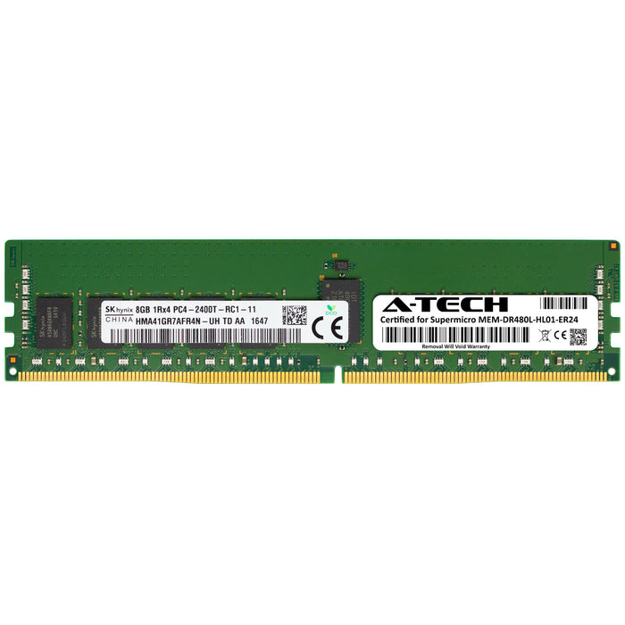 MEM-DR480L-HL01-ER24 Supermicro Certified 8GB DDR4 PC4-19200R RDIMM Memory RAM Module (Hynix HMA41GR7AFR4N-UH)