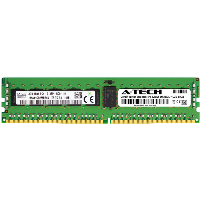 MEM-DR480L-HL01-ER21 Supermicro Certified 8GB DDR4 PC4-17000R RDIMM Memory RAM Module (Hynix HMA41GR7MFR4N-TF)