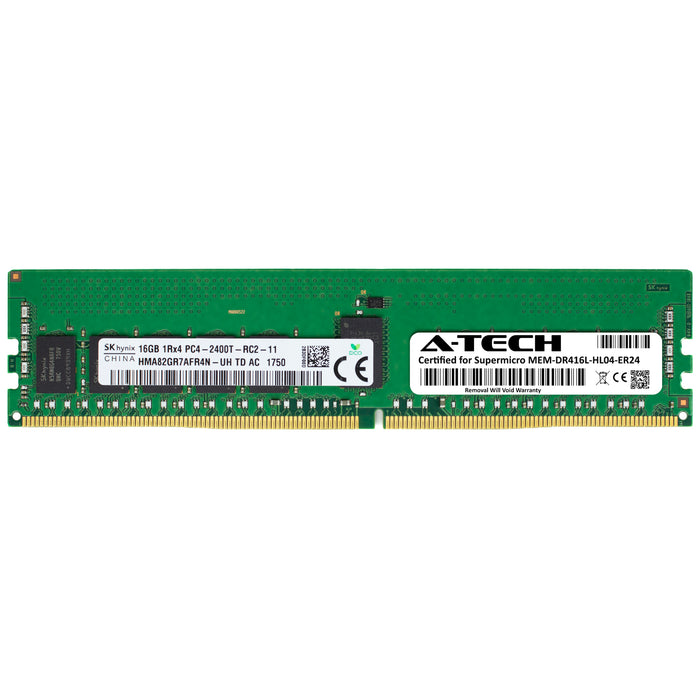MEM-DR416L-HL04-ER24 Supermicro Certified 16GB DDR4 PC4-19200R RDIMM Memory RAM Module (Hynix HMA82GR7AFR4N-UH)