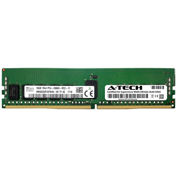 MEM-DR416L-HL02-ER26 Supermicro Certified 16GB DDR4 PC4-21300R RDIMM Memory RAM Module (Hynix HMA82GR7AFR4N-VK)