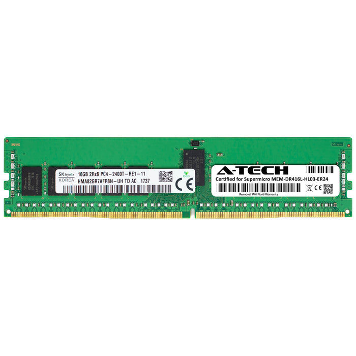 MEM-DR416L-HL03-ER24 Supermicro Certified 16GB DDR4 PC4-19200R RDIMM Memory RAM Module (Hynix HMA82GR7AFR8N-UH)