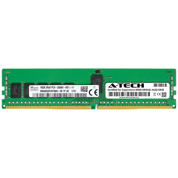 MEM-DR416L-HL03-ER26 Supermicro Certified 16GB DDR4 PC4-21300R RDIMM Memory RAM Module (Hynix HMA82GR7AFR8N-VK)