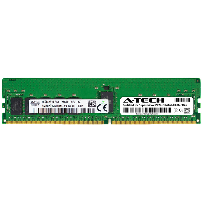 MEM-DR416L-HL06-ER26 Supermicro Certified 16GB DDR4 PC4-21300R RDIMM Memory RAM Module (Hynix HMA82GR7CJR8N-VK)