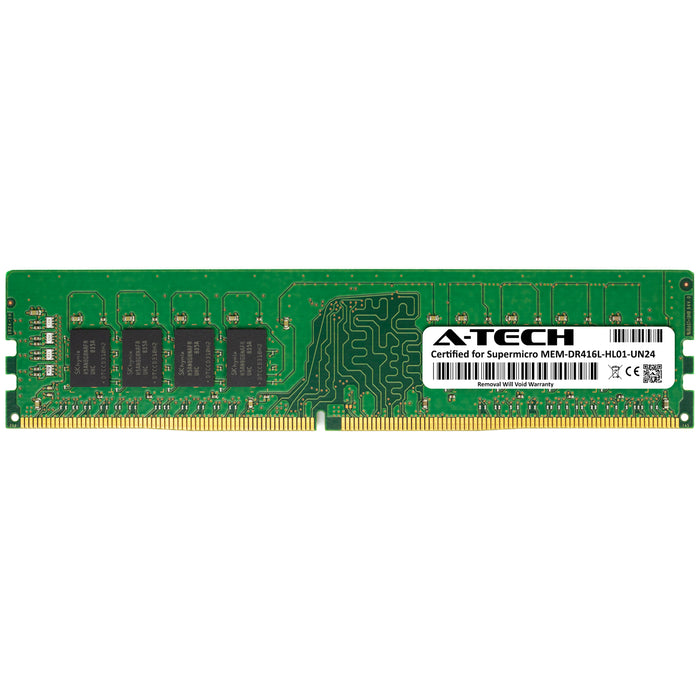 MEM-DR416L-HL01-UN24 Supermicro Certified 16GB DDR4 PC4-19200 DIMM Memory RAM Module (Hynix HMA82GU6AFR8N-UH)