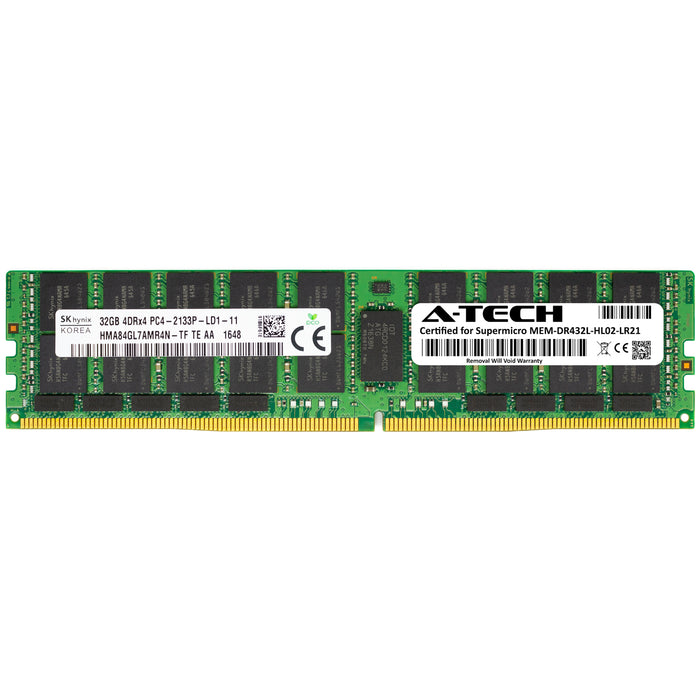 MEM-DR432L-HL02-LR21 Supermicro Certified 32GB DDR4 PC4-17000L LRDIMM Memory RAM Module (Hynix HMA84GL7AMR4N-TF)