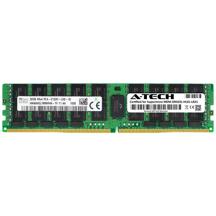 MEM-DR432L-HL01-LR21 Supermicro Certified 32GB DDR4 PC4-17000L LRDIMM Memory RAM Module (Hynix HMA84GL7MMR4N-TF)
