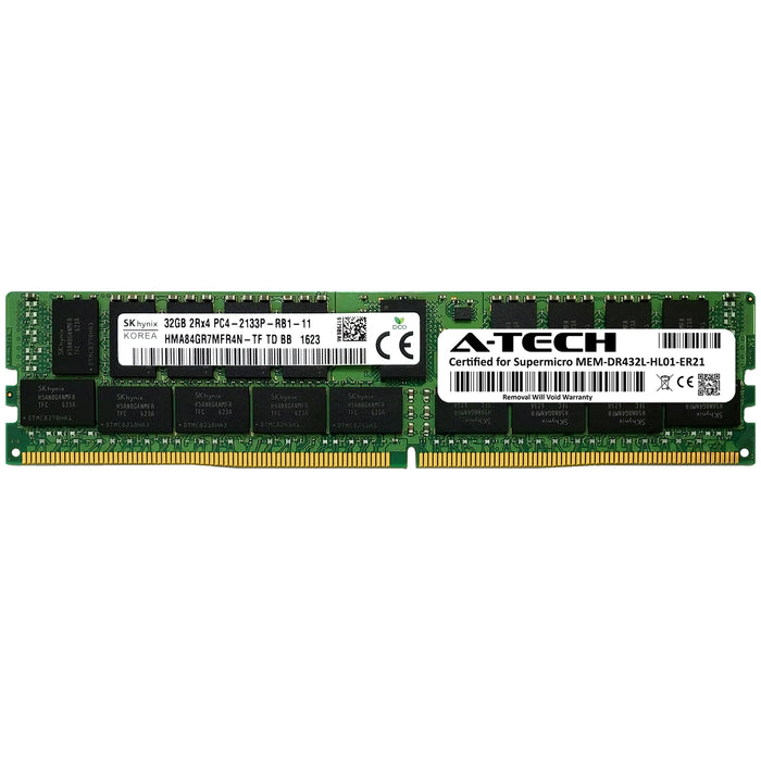 MEM-DR432L-HL01-ER21 Supermicro Certified 32GB DDR4 PC4-17000R RDIMM Memory RAM Module (Hynix HMA84GR7MFR4N-TF)