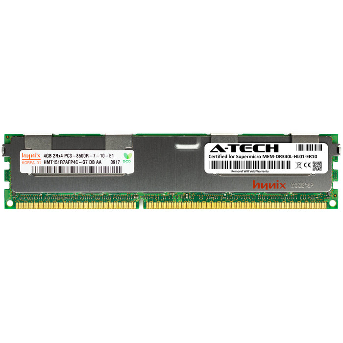 MEM-DR340L-HL01-ER10 Supermicro Certified 4GB DDR3 PC3-8500R RDIMM Memory RAM Module (Hynix HMT151R7AFP4C-G7)