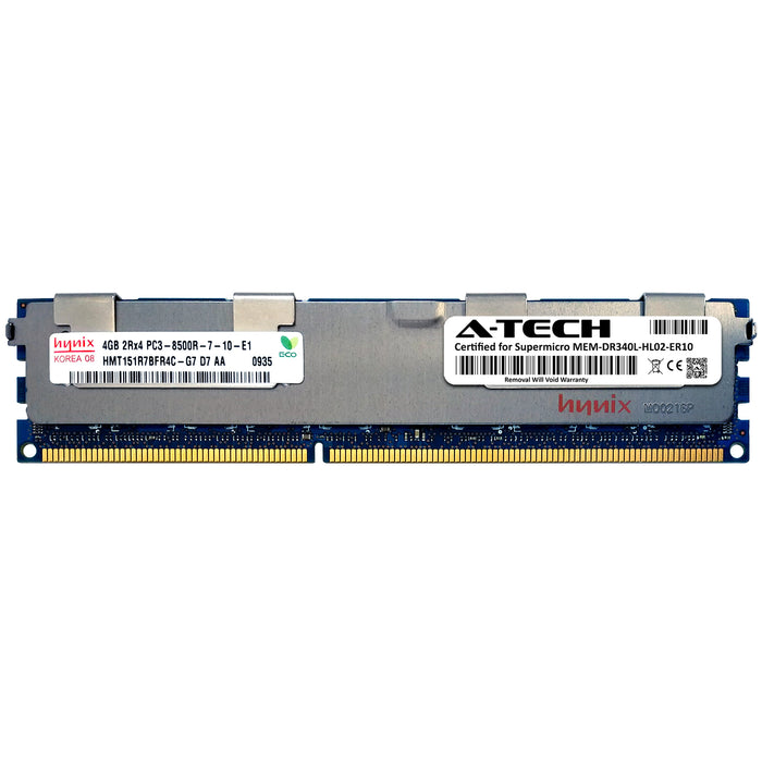 MEM-DR340L-HL02-ER10 Supermicro Certified 4GB DDR3 PC3-8500R RDIMM Memory RAM Module (Hynix HMT151R7BFR4C-G7)