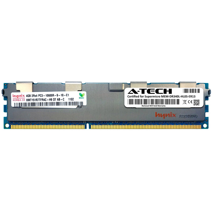 MEM-DR340L-HL05-ER13 Supermicro Certified 4GB DDR3 PC3-10600R RDIMM Memory RAM Module (Hynix HMT151R7TFR4C-H9)