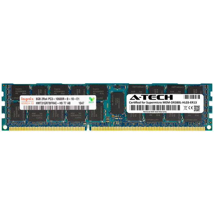 MEM-DR380L-HL03-ER13 Supermicro Certified 8GB DDR3 PC3-10600R RDIMM Memory RAM Module (Hynix HMT31GR7BFR4C-H9)