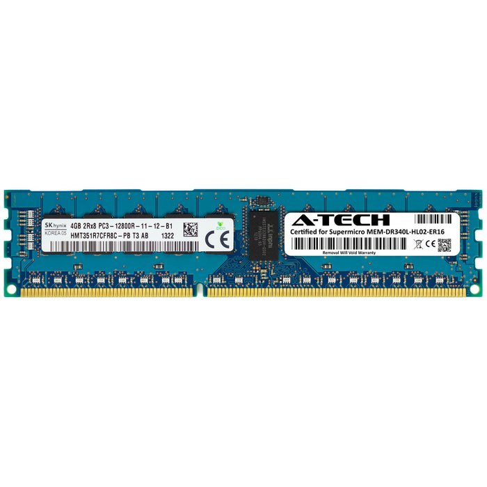 MEM-DR340L-HL02-ER16 Supermicro Certified 4GB DDR3 PC3-12800R RDIMM Memory RAM Module (Hynix HMT351R7CFR8C-PB)