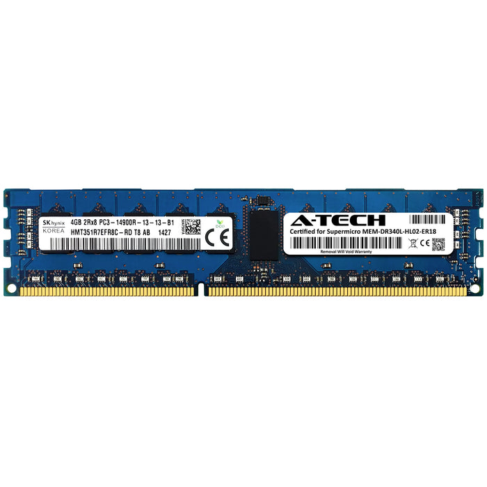 MEM-DR340L-HL02-ER18 Supermicro Certified 4GB DDR3 PC3-14900R RDIMM Memory RAM Module (Hynix HMT351R7EFR8C-RD)
