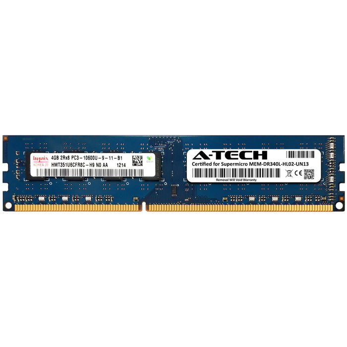 MEM-DR340L-HL02-UN13 Supermicro Certified 4GB DDR3 PC3-10600 DIMM Memory RAM Module (Hynix HMT351U6CFR8C-H9)