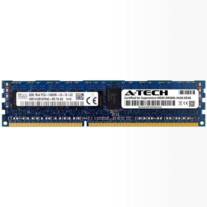 MEM-DR380L-HL03-ER18 Supermicro Certified 8GB DDR3 PC3-14900R RDIMM Memory RAM Module (Hynix HMT41GR7AFR4C-RD)