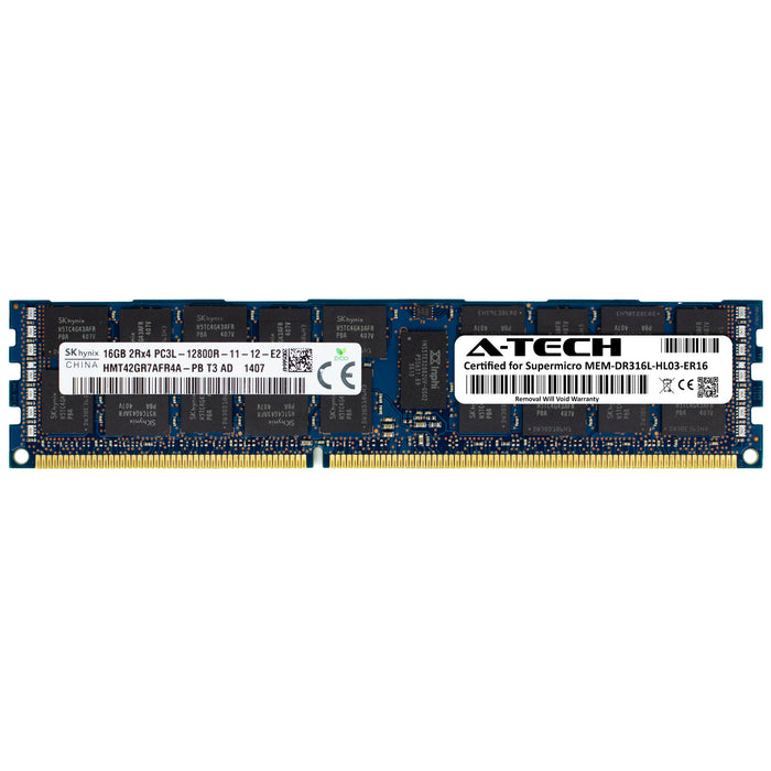 MEM-DR316L-HL03-ER16 Supermicro Certified 16GB DDR3/DDR3L PC3L-12800R RDIMM Memory RAM Module (Hynix HMT42GR7AFR4A-PB)