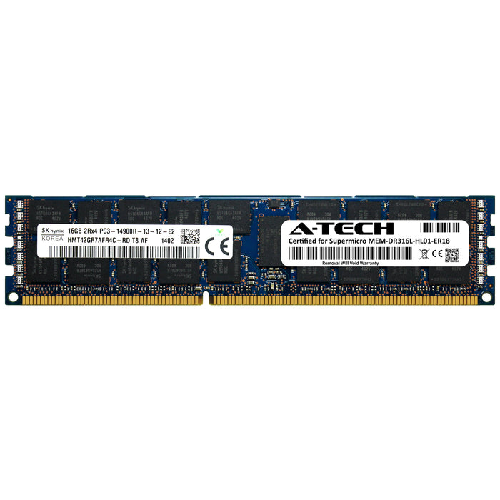 MEM-DR316L-HL01-ER18 Supermicro Certified 16GB DDR3 PC3-14900R RDIMM Memory RAM Module (Hynix HMT42GR7AFR4C-RD)
