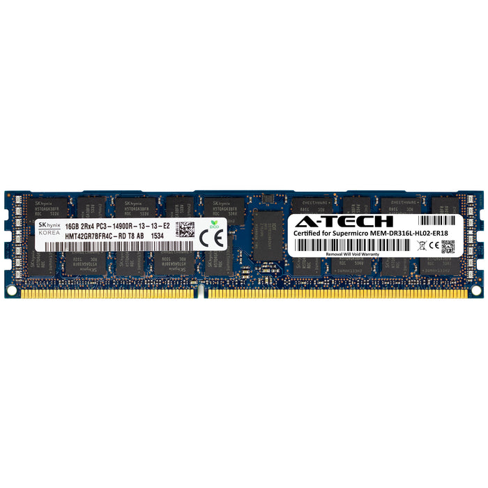 MEM-DR316L-HL02-ER18 Supermicro Certified 16GB DDR3 PC3-14900R RDIMM Memory RAM Module (Hynix HMT42GR7BFR4C-RD)