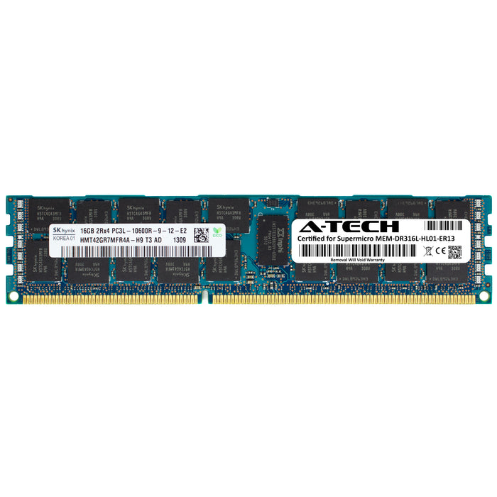 MEM-DR316L-HL01-ER13 Supermicro Certified 16GB DDR3/DDR3L PC3L-10600R RDIMM Memory RAM Module (Hynix HMT42GR7MFR4A-H9)