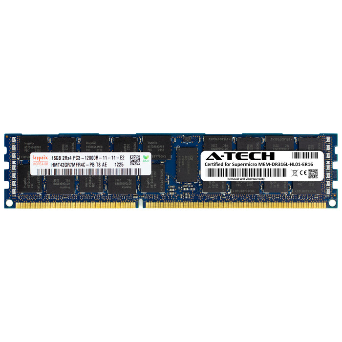 MEM-DR316L-HL01-ER16 Supermicro Certified 16GB DDR3 PC3-12800R RDIMM Memory RAM Module (Hynix HMT42GR7MFR4C-PB)