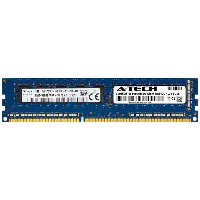 MEM-DR340L-HL04-EU16 Supermicro Certified 4GB DDR3/DDR3L PC3L-12800 UDIMM Memory RAM Module (Hynix HMT451U7BFR8A-PB)