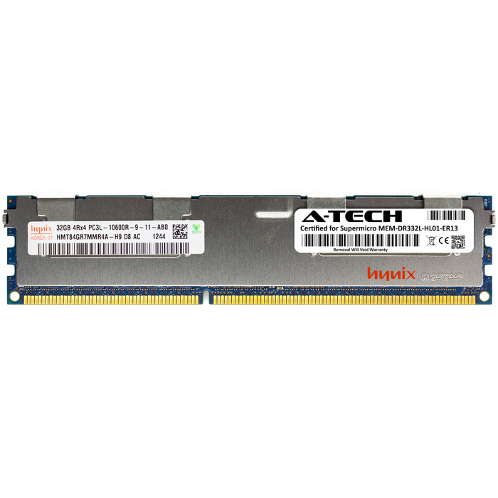 MEM-DR332L-HL01-ER13 Supermicro Certified 32GB DDR3/DDR3L PC3L-10600R RDIMM Memory RAM Module (Hynix HMT84GR7MMR4A-H9)