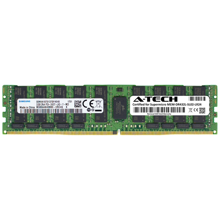 MEM-DR432L-SL02-LR24 Supermicro Certified 32GB DDR4 PC4-19200L LRDIMM Memory RAM Module (Samsung M386A4K40BB0-CRC4Q)