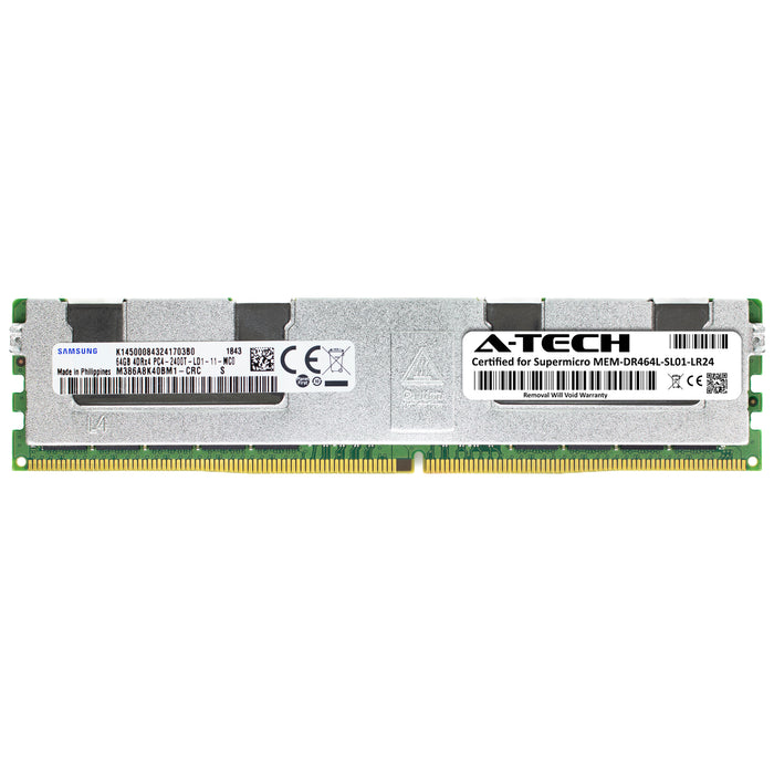 MEM-DR464L-SL01-LR24 Supermicro Certified 64GB DDR4 PC4-19200L LRDIMM Memory RAM Module (Samsung M386A8K40BM1-CRC4Q)