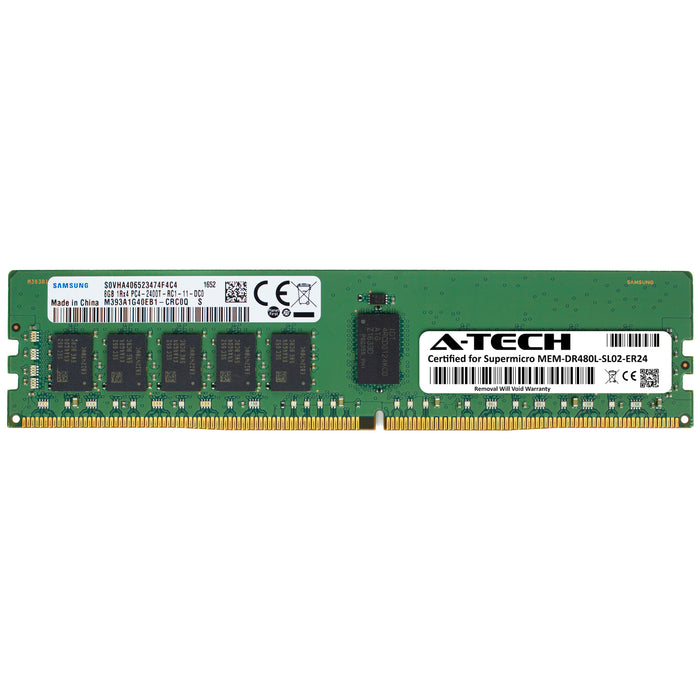 MEM-DR480L-SL02-ER24 Supermicro Certified 8GB DDR4 PC4-19200R RDIMM Memory RAM Module (Samsung M393A1G40EB1-CRC)