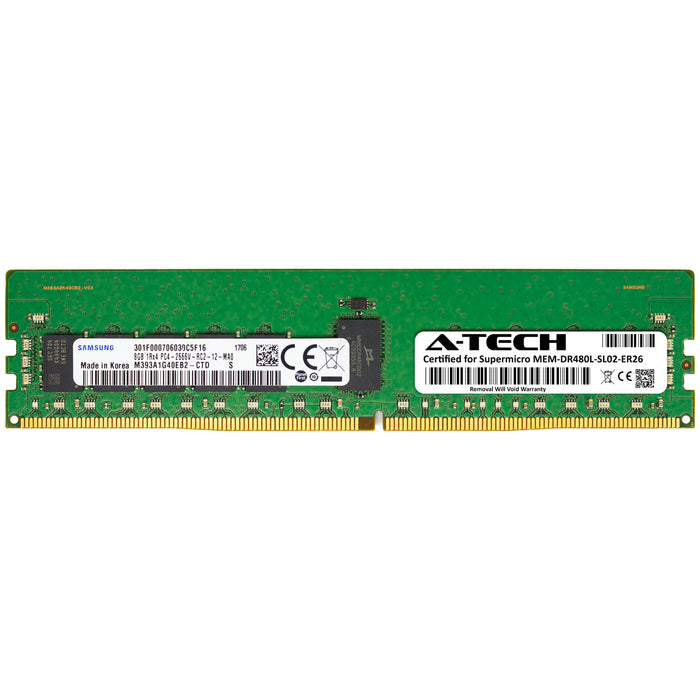 MEM-DR480L-SL02-ER26 Supermicro Certified 8GB DDR4 PC4-21300R RDIMM Memory RAM Module (Samsung M393A1G40EB2-CTD)