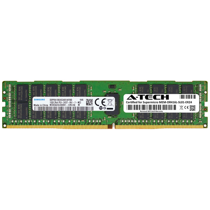 MEM-DR416L-SL01-ER24 Supermicro Certified 16GB DDR4 PC4-19200R RDIMM Memory RAM Module (Samsung M393A2G40DB1-CRC)