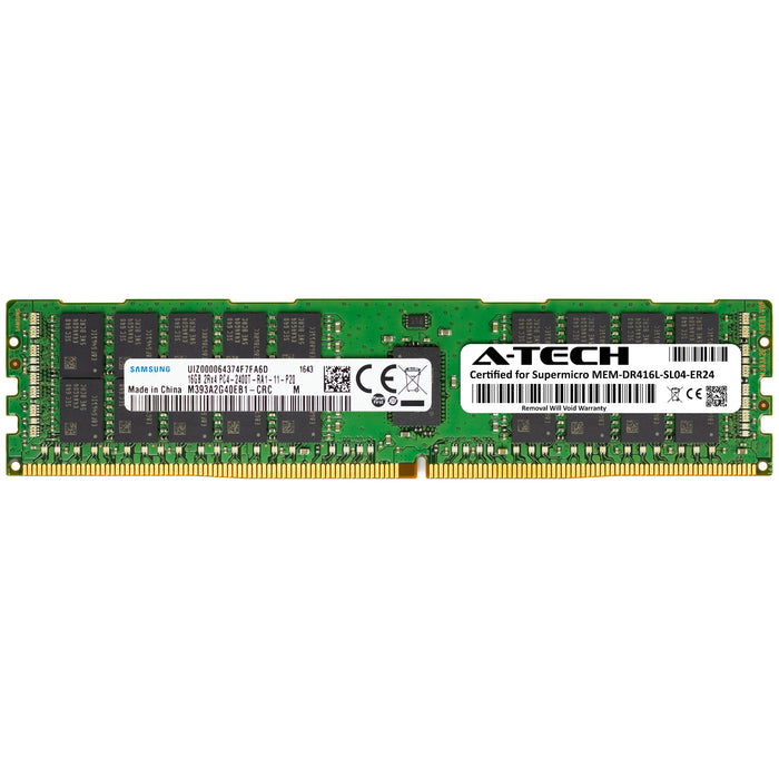 MEM-DR416L-SL04-ER24 Supermicro Certified 16GB DDR4 PC4-19200R RDIMM Memory RAM Module (Samsung M393A2G40EB1-CRC)