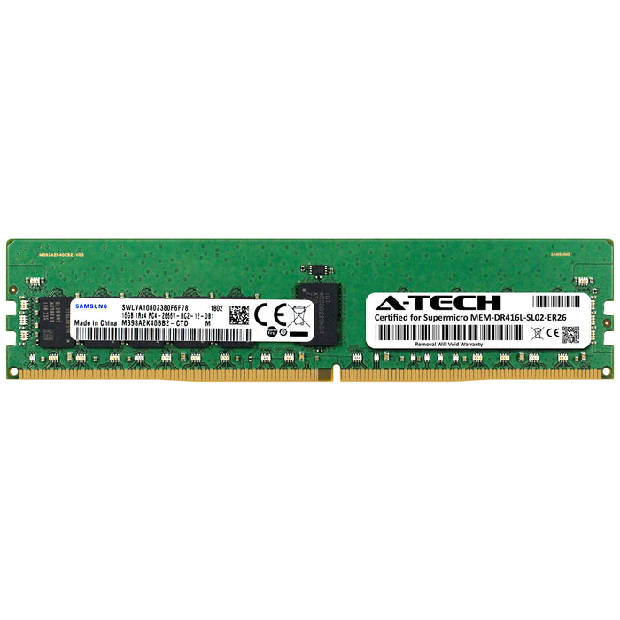 MEM-DR416L-SL02-ER26 Supermicro Certified 16GB DDR4 PC4-21300R RDIMM Memory RAM Module (Samsung M393A2K40BB2-CTD)