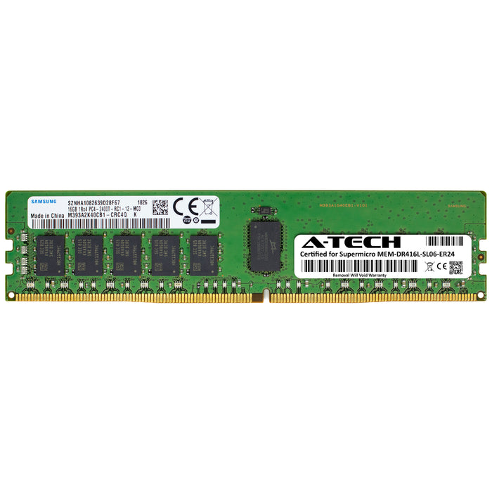 MEM-DR416L-SL06-ER24 Supermicro Certified 16GB DDR4 PC4-19200R RDIMM Memory RAM Module (Samsung M393A2K40CB1-CRC)