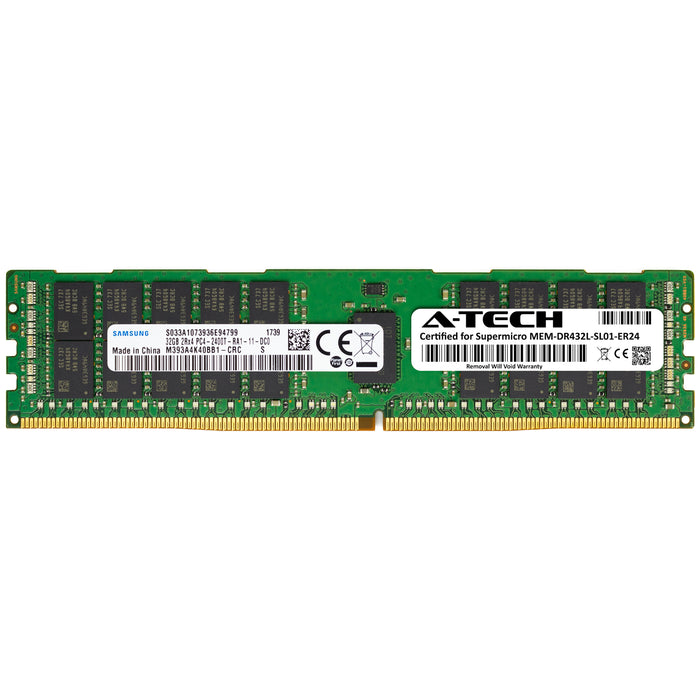 MEM-DR432L-SL01-ER24 Supermicro Certified 32GB DDR4 PC4-19200R RDIMM Memory RAM Module (Samsung M393A4K40BB1-CRC)