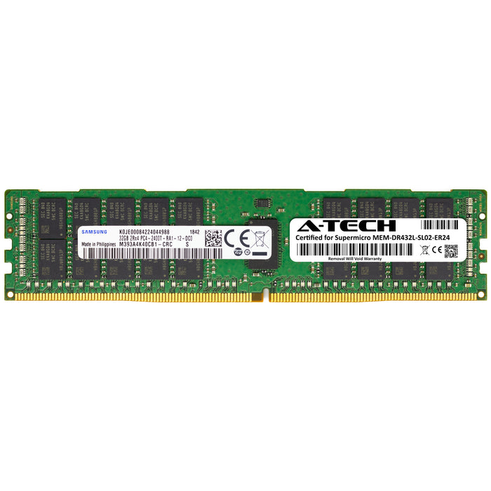 MEM-DR432L-SL02-ER24 Supermicro Certified 32GB DDR4 PC4-19200R RDIMM Memory RAM Module (Samsung M393A4K40CB1-CRC)