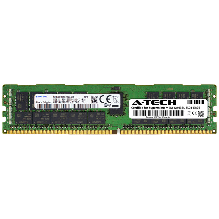 MEM-DR432L-SL03-ER26 Supermicro Certified 32GB DDR4 PC4-21300R RDIMM Memory RAM Module (Samsung M393A4K40CB2-CTD)
