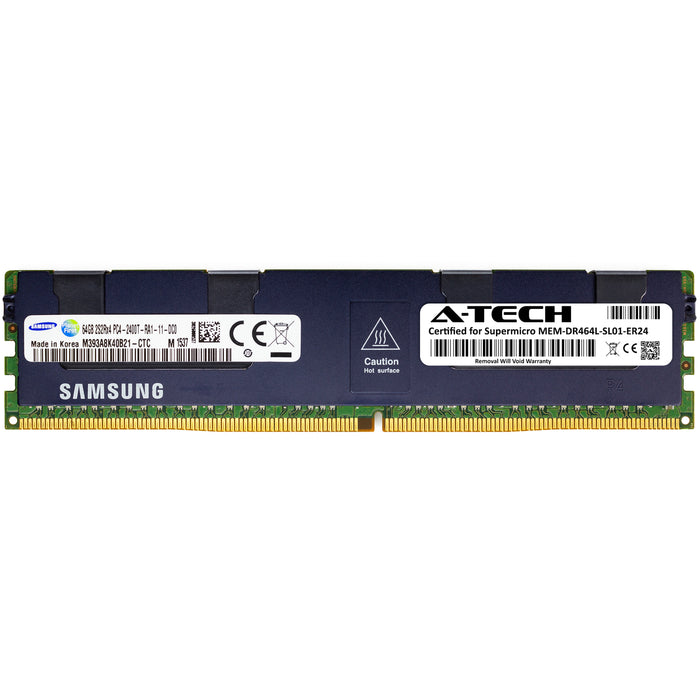 MEM-DR464L-SL01-ER24 Supermicro Certified 64GB DDR4 PC4-19200R RDIMM Memory RAM Module (Samsung M393A8K40B21-CTC)