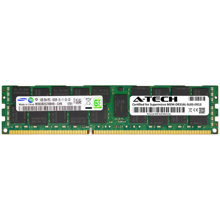 MEM-DR316L-SL05-ER13 Supermicro Certified 16GB DDR3 PC3-10600R RDIMM Memory RAM Module (Samsung M393B2G70BH0-CH9)