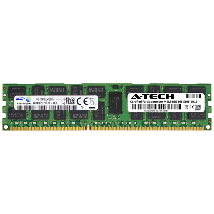 MEM-DR316L-SL05-ER16 Supermicro Certified 16GB DDR3/DDR3L PC3L-12800R RDIMM Memory RAM Module (Samsung M393B2G70DB0-YK0)