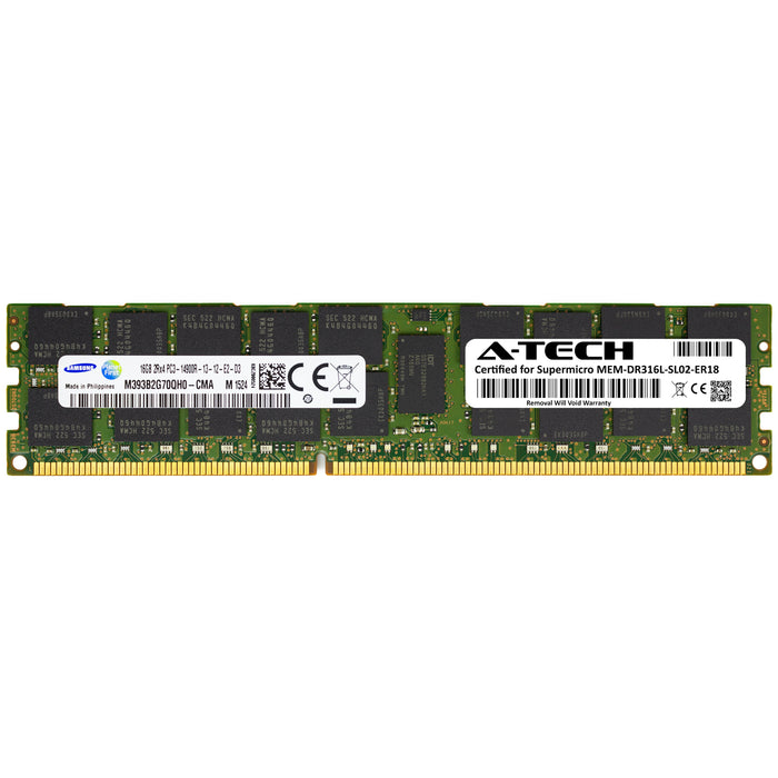 MEM-DR316L-SL02-ER18 Supermicro Certified 16GB DDR3 PC3-14900R RDIMM Memory RAM Module (Samsung M393B2G70QH0-CMA)