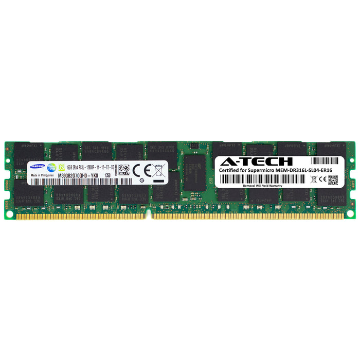 MEM-DR316L-SL04-ER16 Supermicro Certified 16GB DDR3/DDR3L PC3L-12800R RDIMM Memory RAM Module (Samsung M393B2G70QH0-YK0)