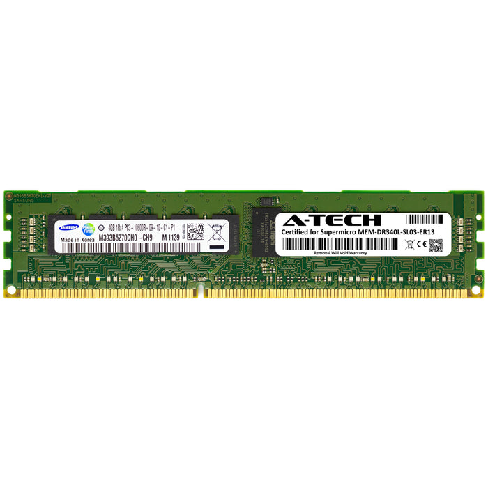 MEM-DR340L-SL03-ER13 Supermicro Certified 4GB DDR3 PC3-10600R RDIMM Memory RAM Module (Samsung M393B5270CH0-CH9)