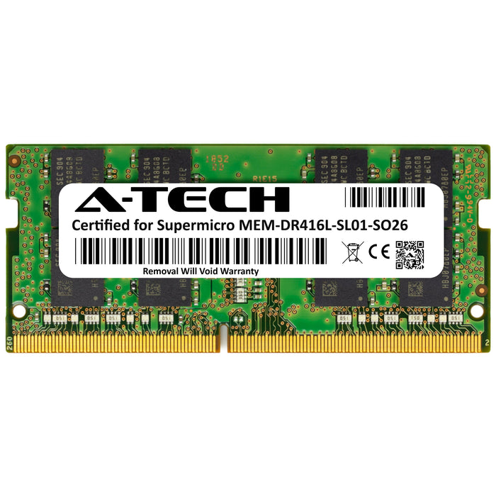 MEM-DR416L-SL01-SO26 Supermicro Certified 16GB DDR4 PC4-21300 SODIMM Memory RAM Module (Samsung M471A2K43CB1-CTD)