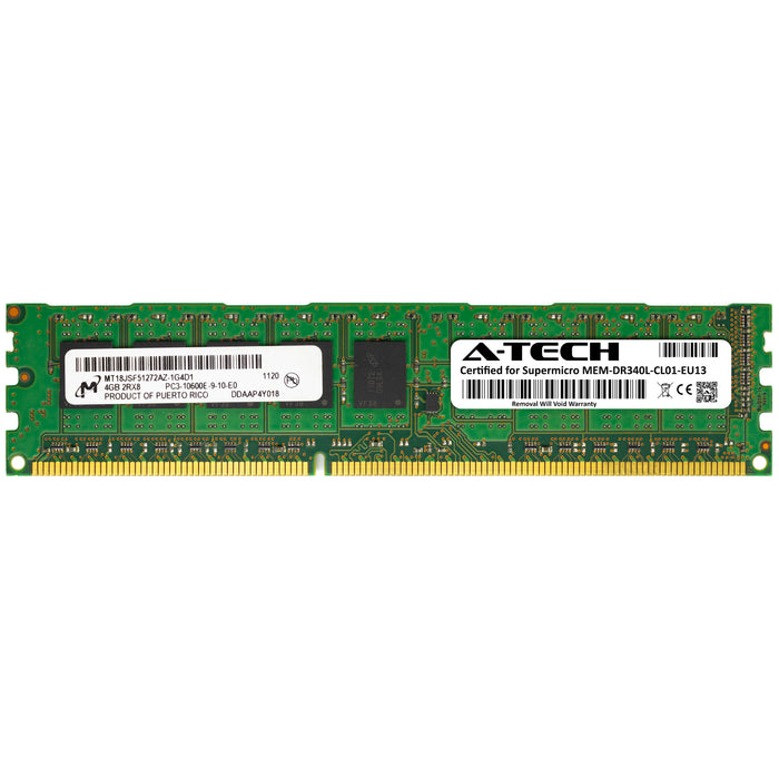 MEM-DR340L-CL01-EU13 Supermicro Certified 4GB DDR3 PC3-10600 UDIMM Memory RAM Module (Micron MT18JSF51272AZ-1G4D1)