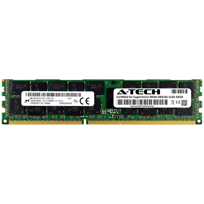 MEM-DR316L-CL01-ER18 Supermicro Certified 16GB DDR3 PC3-14900R RDIMM Memory RAM Module (Micron MT36JSF2G72PZ-1G9E1)